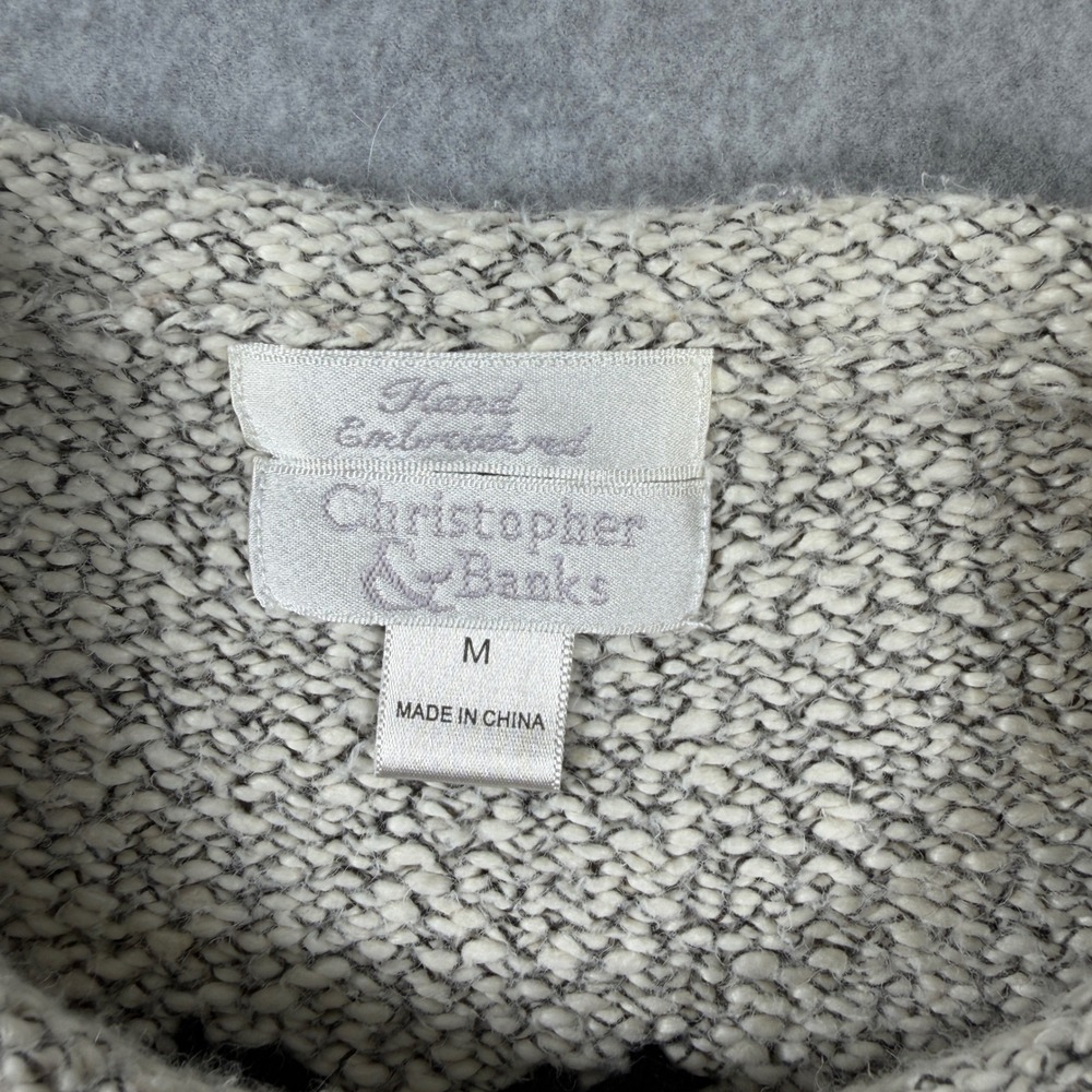 VTG Christopher & Banks Rollneck Hand Embroidered Sweater Womens M Snowflake - Picture 3 of 10